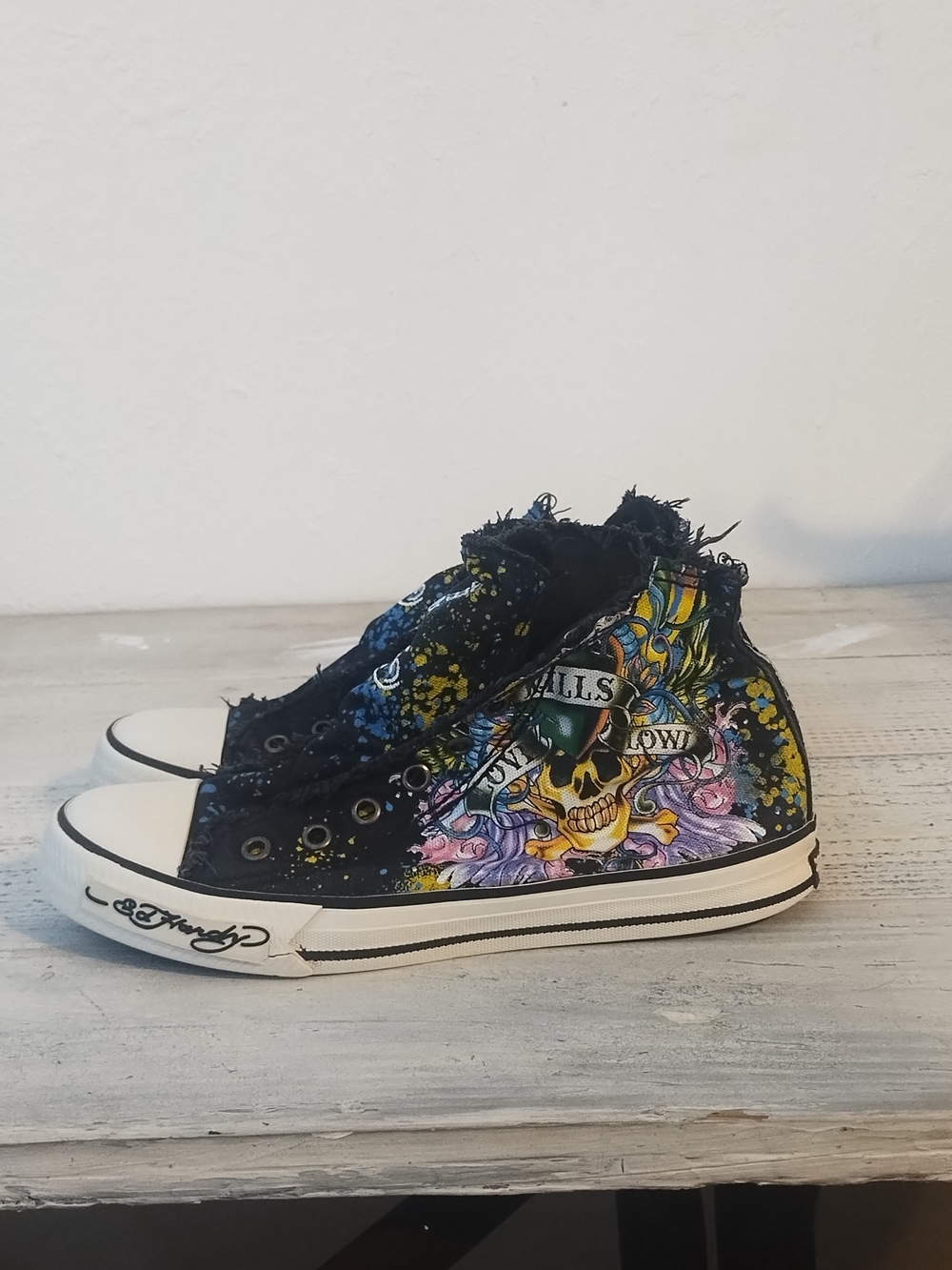 vintage ed hardy  high rise Women’s Shoes Size7multi colors love kills slowly